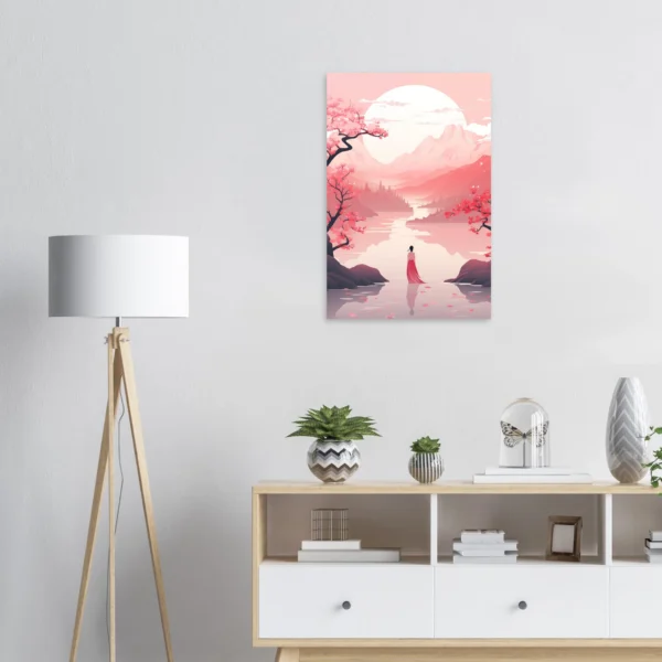 Elegant Springtime Aluminum Print - Classic Chinese Landscape Art with Cherry Blossoms - Image 4