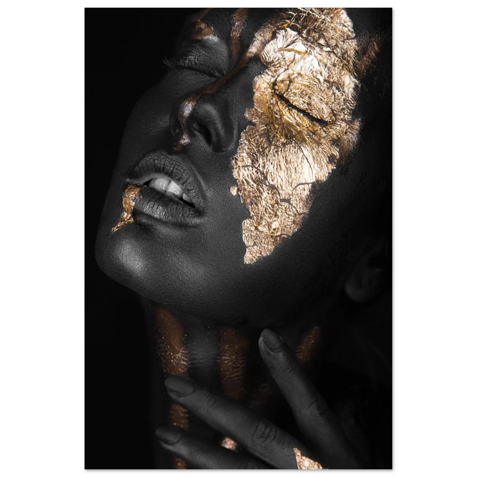 Abstract Black Gold Girl Aluminum Print – Modern Wall Art for Home & Office
