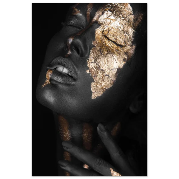 Abstract Black Gold Girl Aluminum Print – Modern Wall Art for Home & Office