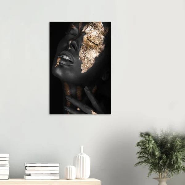 Abstract Black Gold Girl Aluminum Print – Modern Wall Art for Home & Office - Image 3