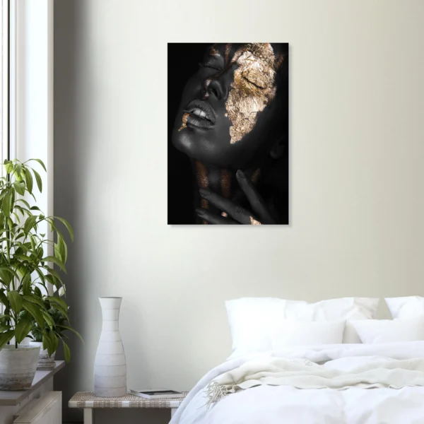 Abstract Black Gold Girl Aluminum Print – Modern Wall Art for Home & Office - Image 2