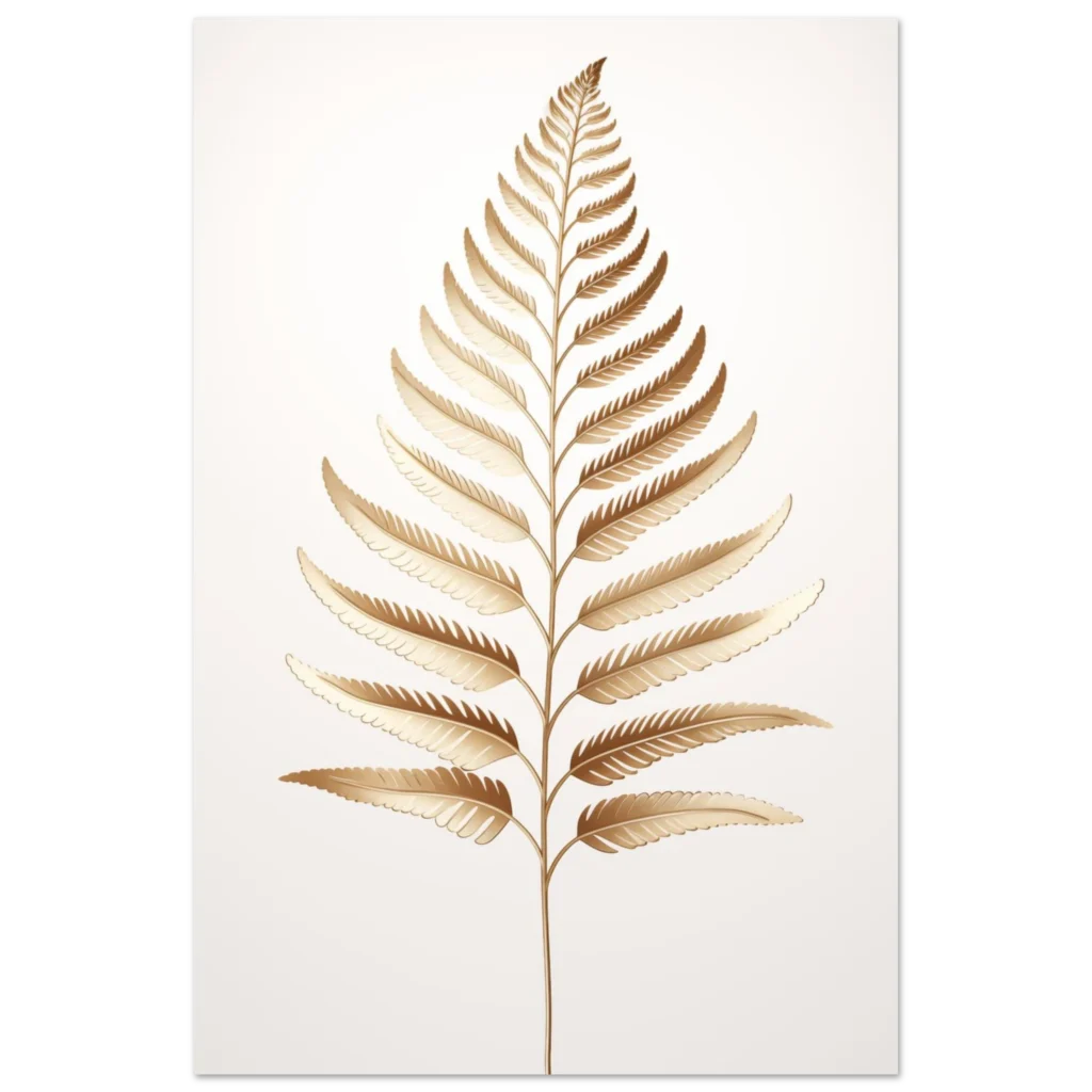Golden Palm Leaf Aluminium Print - Modern Wall Art, UV & Moisture Resistant