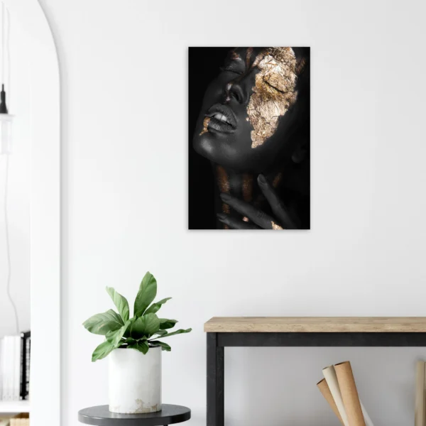 Abstract Black Gold Girl Aluminum Print – Modern Wall Art for Home & Office - Image 4